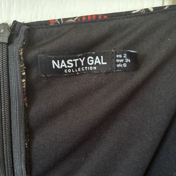 Nasty Gal Y2K Plunging V Neck Whimsigoth Floral Midi Dress Size 2 Romantic Party - Picture 8 of 12